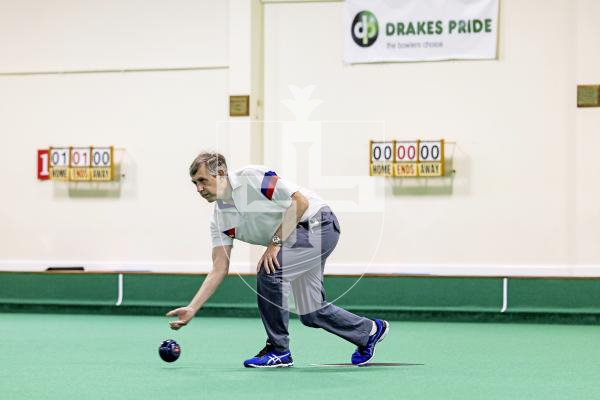Picture by Sophie Rabey.  11-10-25.  World Singles Bowls qualifiers at Guernsey Indoor Bowls Stadium.
Paul Merrien.