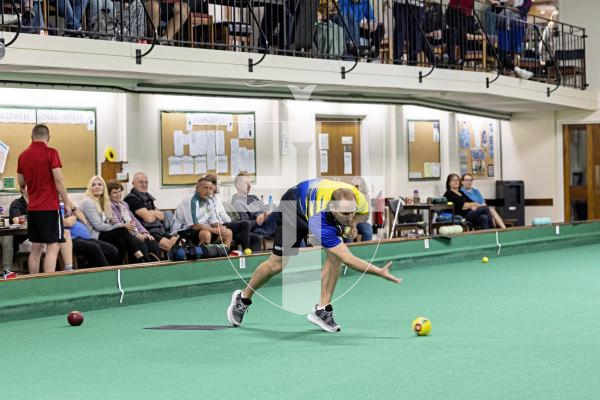 Picture by Sophie Rabey.  11-10-25.  World Singles Bowls qualifiers at Guernsey Indoor Bowls Stadium.
Sam Tolchard.