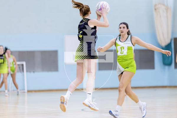 Picture by Peter Frankland. 25-11-25 Netball at St Sampson's High. Game One. Lightning Strike v Rezzers Black