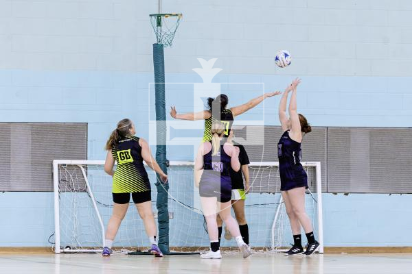 Picture by Peter Frankland. 25-11-25 Netball at St Sampson's High. Game Two. Rezzers Green v Pula Blaze.