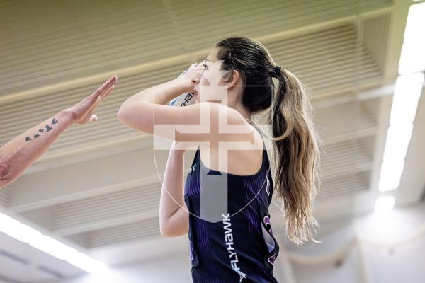 Picture by Peter Frankland. 06-01-26 Netball at Les Varendes SNC Pula Blaze v Lightning Storm.