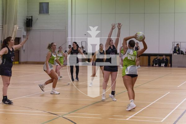 Picture by Sophie Rabey.  03-03-26.  Netball action at Les Varendes.  SNC Pula Blaze vs Lightning Storm.