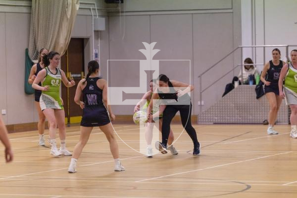Picture by Sophie Rabey.  03-03-26.  Netball action at Les Varendes.  SNC Pula Blaze vs Lightning Storm.