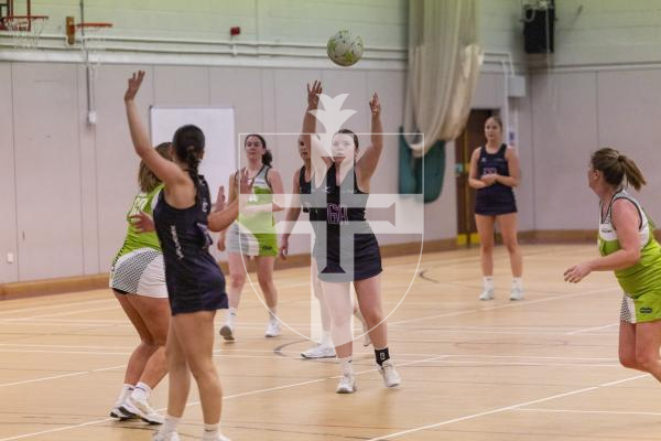 Picture by Sophie Rabey.  03-03-26.  Netball action at Les Varendes.  SNC Pula Blaze vs Lightning Storm.
