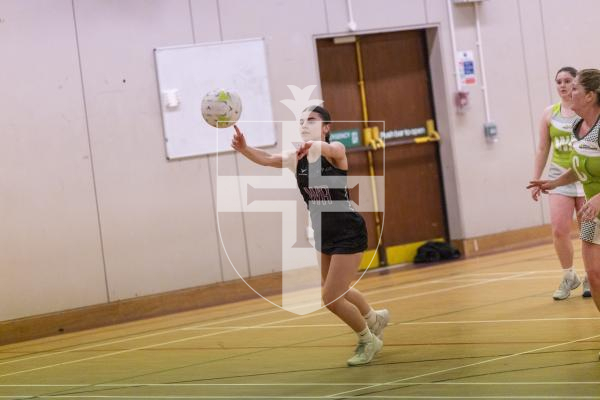 Picture by Sophie Rabey.  03-03-26.  Netball action at Les Varendes.  SNC Pula Blaze vs Lightning Storm.
