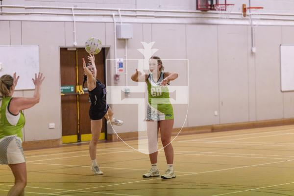 Picture by Sophie Rabey.  03-03-26.  Netball action at Les Varendes.  SNC Pula Blaze vs Lightning Storm.