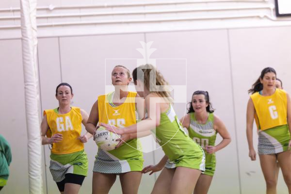 Picture by Peter Frankland. 10-03-26 Netball at Les Varendes. Lightning Strike v Lightning Flash.