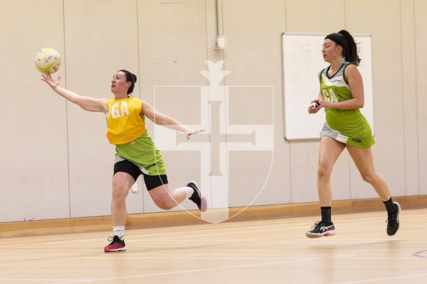 Picture by Peter Frankland. 10-03-26 Netball at Les Varendes. Lightning Strike v Lightning Flash.