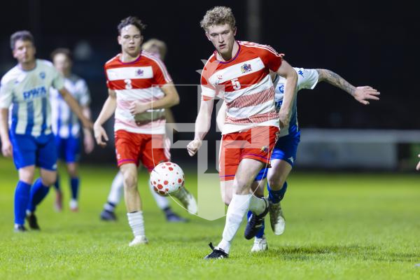 Picture by Peter Frankland. 17-03-26 Football at The Track. Bels v Elizabeth College in the FA Cup.