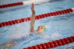 Picture by Sophie Rabey.  05-10-24.  GASA 100m Championships 2024 at St Sampsons High School.
Female 9 & Over 100SC Meter Backstroke.
Gabriella Oudhof.