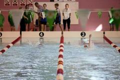 Picture by Sophie Rabey.  05-10-24.  GASA 100m Championships 2024 at St Sampsons High School.
Female 9 & Over 100SC Meter Backstroke.
Anne Thompson and Rosie Ogier.