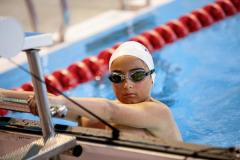 Picture by Sophie Rabey.  05-10-24.  GASA 100m Championships 2024 at St Sampsons High School.
Open/Male 9 & Over 100 SC Meter Backstroke.
Raif Sebire.