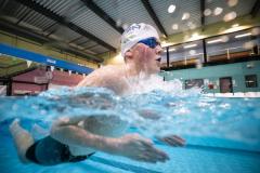 Picture by Peter Frankland. 22-02-24 Barracudas swimmer Zach Maiden training at St. Sampson's. High School. Underwater images.