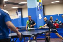 Picture by Peter Frankland. 13-09-24 Table Tennis - Veterans Home Nations 2024 Championships. L-R - Steve Ozanne and Jamie Ferbrache O40s v Scotland.