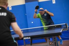 Picture by Peter Frankland. 13-09-24 Table Tennis - Veterans Home Nations 2024 Championships. Ian Le Page (O50s) v Ireland.