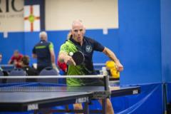 Picture by Peter Frankland. 13-09-24 Table Tennis - Veterans Home Nations 2024 Championships. Craig Dunning (O60s) v Jersey.