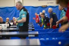Picture by Peter Frankland. 13-09-24 Table Tennis - Veterans Home Nations 2024 Championships. Kay Chivers and Craig Dunning in the O60s v Jersey.