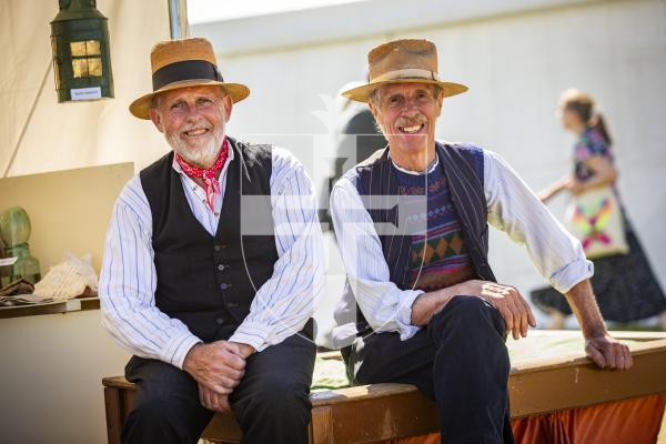 Picture by Sophie Rabey.  16-08-23.   West Show 2023.  
Peter Brehaut and Lloyd Robilliard have a display of the West Show, showing pictures, news clippings and information from over the last 100 years.