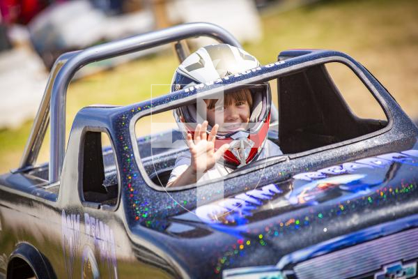Picture by Sophie Rabey.  17-08-23.   West Show 2023.  Day 2 of activities and fun in the sun.
Freya Chester (aged 6) enjoying the Mini Monster Truck Mania ride.