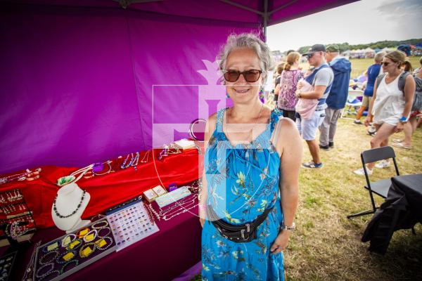 Picture by Sophie Rabey.  17-08-23.   West Show 2023.  Day 2 of activities and fun in the sun.
Maria Russell and her stall, Afrisey Jewellery.